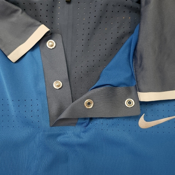 Nike Tiger Woods Mens Golf Polo Shirt Size XL Blue Dri-Fit Perforated - Picture 4 of 8